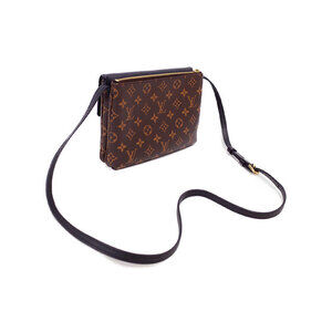 Louis Vuitton Twice Bag Monogram Shoulder Leather Brown